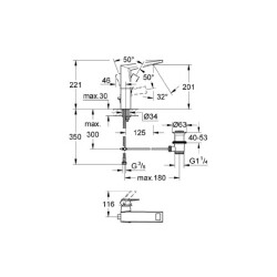 Grohe Allure Brilliant Sifon Kumandalı Lavabo Bataryası L-Boyut 23109000 - 2