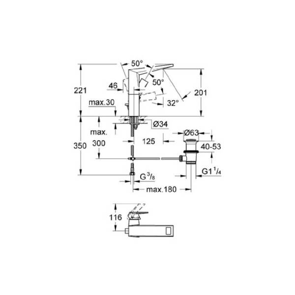 Grohe Allure Brilliant Sifon Kumandalı Lavabo Bataryası L-Boyut 23109000 - 2