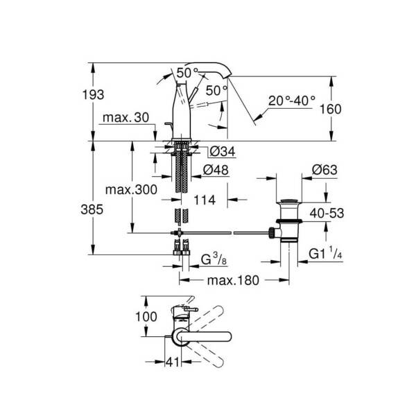 Grohe Essence New Tek Kumandalı Lavabo Bataryası M-Boyut 23462GN1 - 2