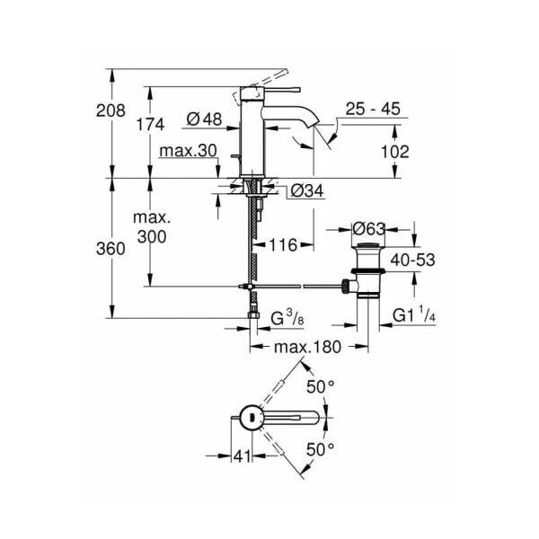 Grohe Essence New Tek Kumandalı Lavabo Bataryası S- Boyut 23589DL1 - 2