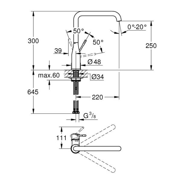 Grohe Essence New Tek Kumandalı Eviye Bataryası 30269DL0 - 2