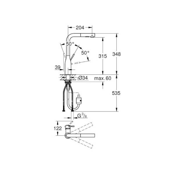 Grohe Essence Spiralli Eviye Bataryası 30270EN0 - 2