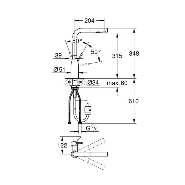 Grohe Essence Spiralli Eviye Bataryası 30270A00 - 2