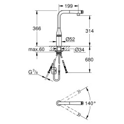 Grohe Essence Smart Control Eviye Bataryası 31615BE0 - 2