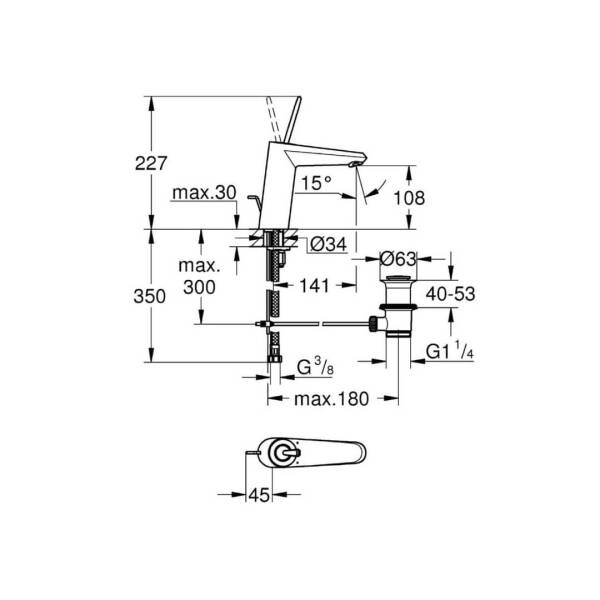 Grohe Eurodisc Joy Tek Kumandalı Lavabo Bataryası M-Boyut 23427000 - 3