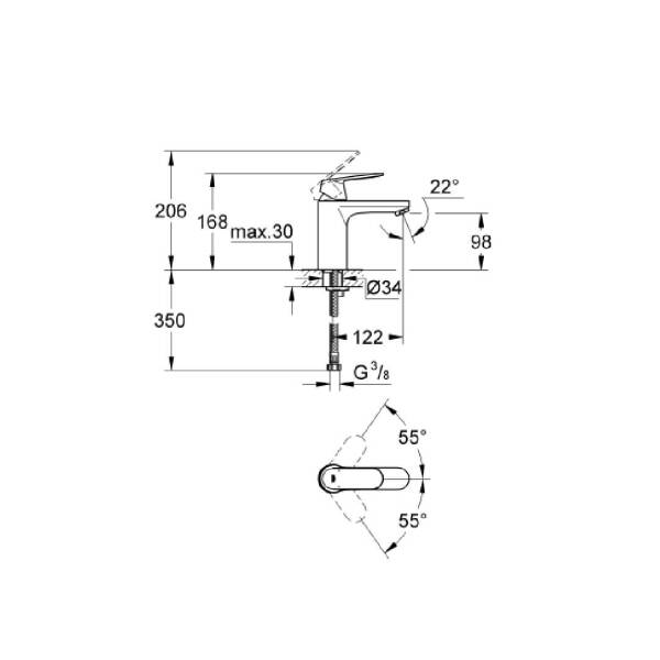 Grohe Eurosmart Cosmo Lavabo Bataryası Krom M-Boyut 23327000 - 2