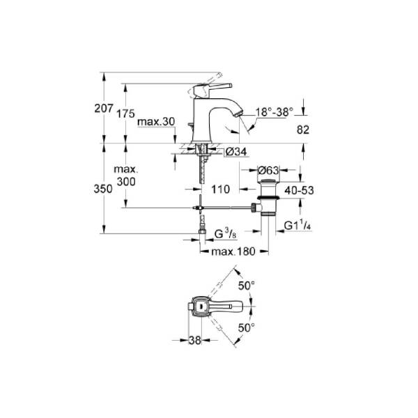 Grohe Grandera Lavabo Bataryası M- Boyut Altın/Krom 23303IG0 - 2