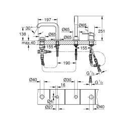 Grohe Essence 4 Delikli Küvet Bataryası 19578001 - 2