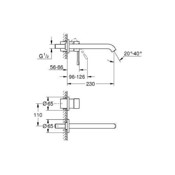 Grohe Essence New İki Delikli Duvardan Lavabo Bataryası 19967DA1 - 2