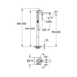 Grohe Eurocube Ayaklı Yerden Küvet Bataryası 23672001 - 2