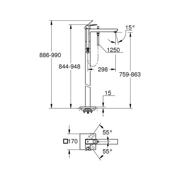 Grohe Eurocube Ayaklı Yerden Küvet Bataryası 23672001 - 2