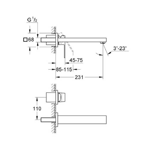 Grohe Eurocube İki Delikli Lavabo Bataryası M 23447000 - 2