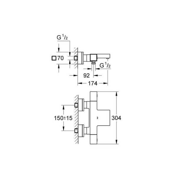 Grohe Grohtherm Cube Termostatik Banyo Bataryası 34497000 - 2