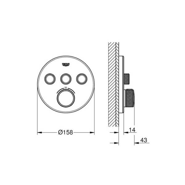 Grohe Grohtherm Smartcontrol Üç Yollu Yön Değiştiricili Ankastre Termostatik Duş Bataryası 29904LS0 - 2