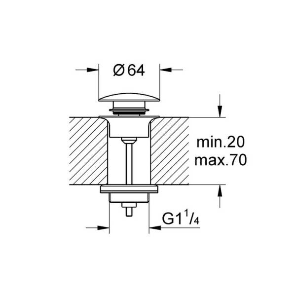 Grohe Lavabo Sifon Tapası Bas Aç Hard Graphite 65807A00 - 2