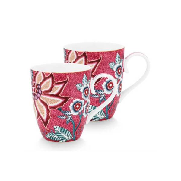 Pip Studio Flower Festival Kırmızı Büyük Mug Seti 350 ml 2 Adet - 1